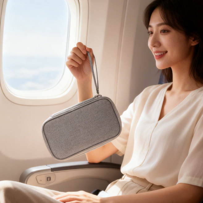 할라크 여행용 RFID차단 파우치 충전기 전선 정리함