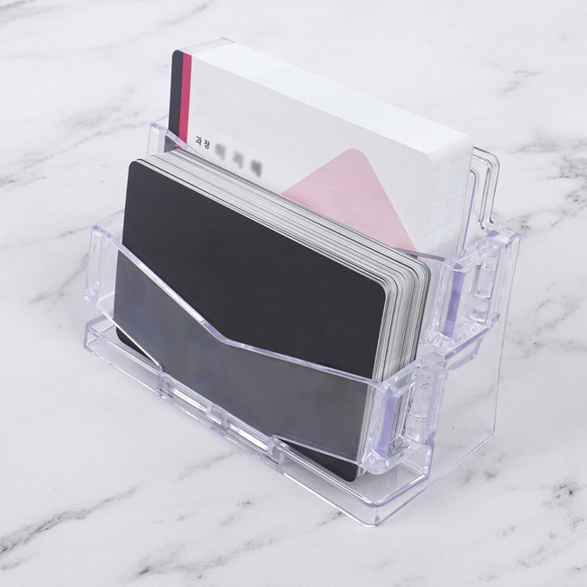 2단 디자인 명함꽂이 아크릴꽂이 스탠드꽂이 POP꽂이 펜꽂이 쇼케이스 명함케이스, 1개, 검정