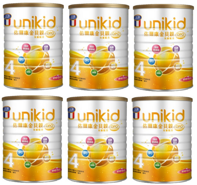 unikid 佑爾康 金貝親 OPO Premium 4號 3歲以上兒童配方, 850g, 6個