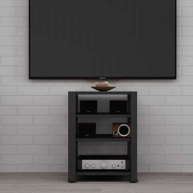 오디오장 거실 다이 거치대 원목 캐비닛 모던 거실장, 2.올블랙 4단