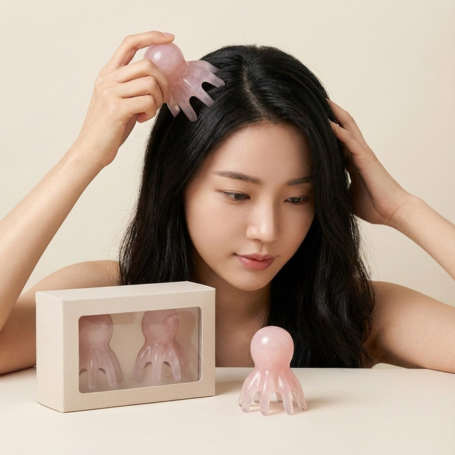 페어넥스 괄사 마사지기 두피 머리 승모근, 피치핑크, 2개