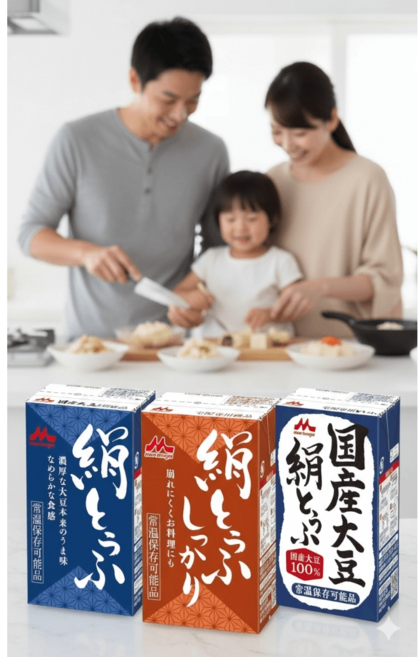 식탁의 혁명 모리나가 실크두부 팩두부 상온 멸균 비단 장기 보존 250g 12개입 3종 세트, 하늘색