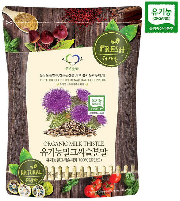 푸른들판 유기농 밀크씨슬 분말 가루 파우더 100% 실리마린 밀크시슬 SILYMARIN 추천, 500g, 1개