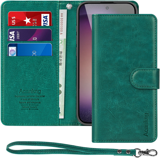 아칸크 삼성 갤럭시 S23 (SM-S911N)가죽 다이어리 지갑 케이스+핸드 스트랩 세트