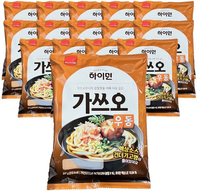 하이면 가쓰오부시 우동 207g 15개 튀기지 않은면 깊은맛