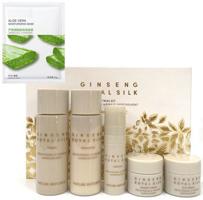 Ginseng Royal Silk Toner 31ml+Emulsion 31ml+Essence 5ml+Watery Cream 5ml+Eye Cream 5ml+Mask Pack, Ginseng Royal Silk Toner 31ml+, 1