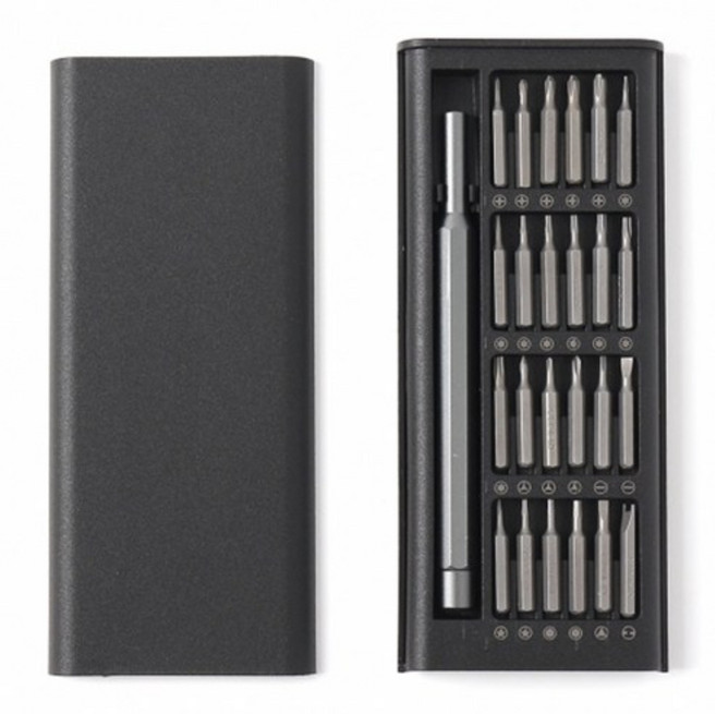 초정밀 드라이버 25종 세트, 드라이버 핸들 + 드라이버 비트 24p