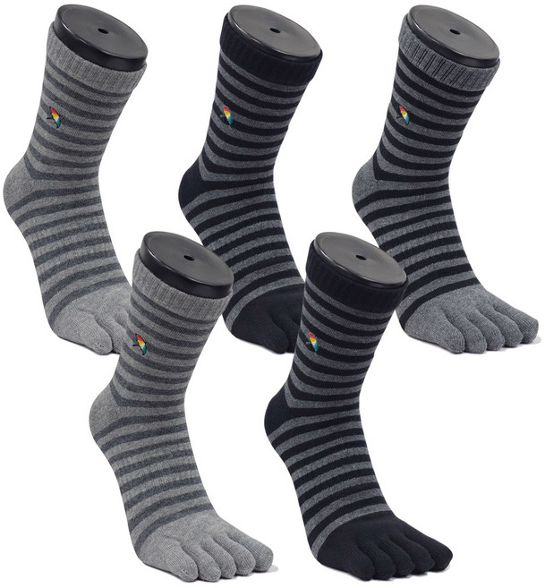 아놀드파마 5켤레 더블쿠션 남자발가락양말 링글 중목 BA005