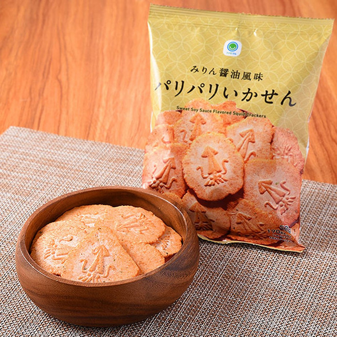일본 훼미리마트 미림 간장 풍미의 바삭바삭한 오징어센베 52g, 1개