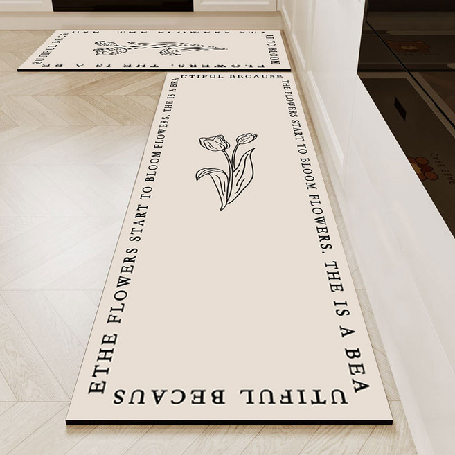 다다러그 천연 규조토 주방 발매트 2종 세트, A튤립아이보리 (2종x1세트)