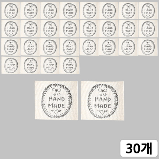 [모핸] 핸드메이드 면라벨, 30개, 소잉-타원리본