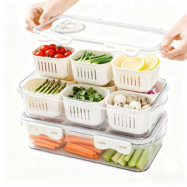 1988Life 다용도 냉장고 정리 보관함 음식 야채 과일보관용기 6칸, 1개, 1개입