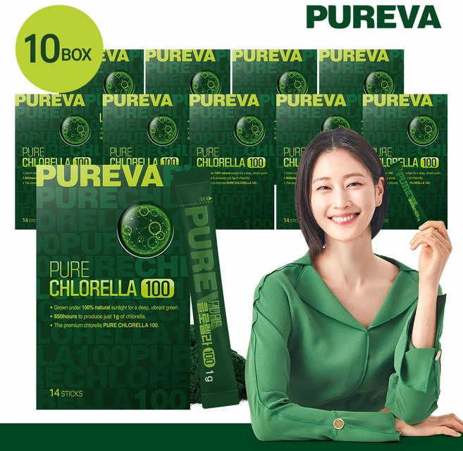 [이현이 Pick] 퓨레바 퓨어 클로렐라 100 14포 x 10박스 (총 140포), 14g - 쿠팡