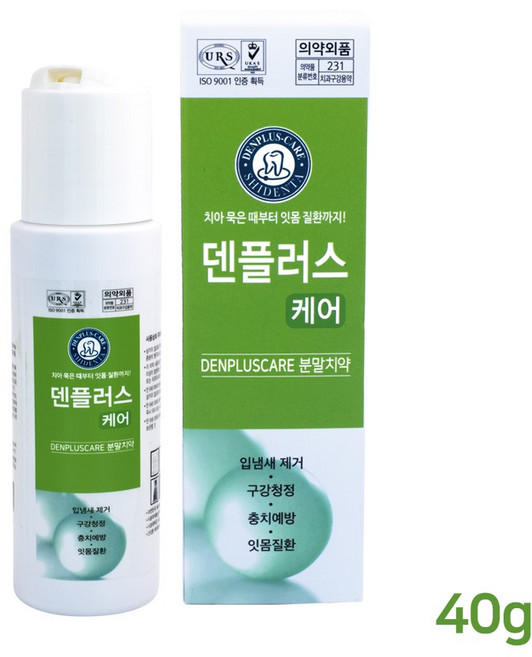 한국시덴타 덴플러스케어 분말치약, 40g, 1개