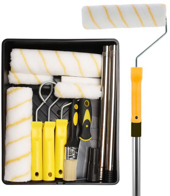 ITL 페인팅 롤러 붓 트레이 연장봉 롤러봉 키트 리필용 솔 도장 용품 페인트롤러세트 11P