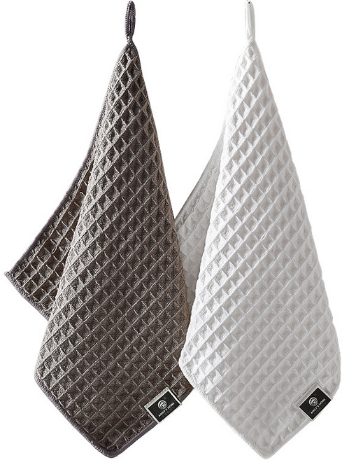 커피 행주 카페 바리스타엠보싱 타올 와플 타월 주방 린넨 키친크로스 고리 수건, 1개, 커피색