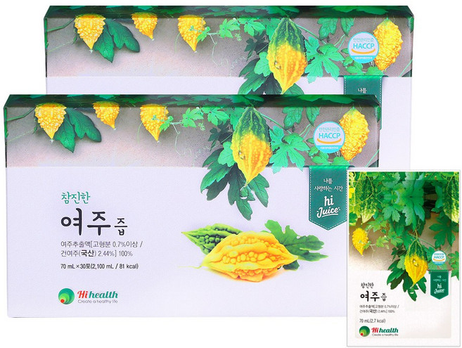 하이헬스 100% 참진한 여주즙, 60개, 70ml