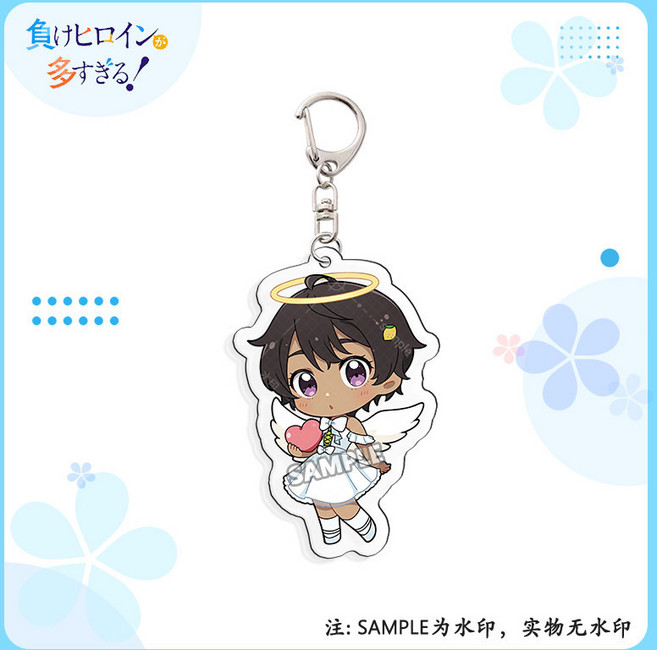 패배 히로인이 너무 많아 천사 프린팅 아크릴 키 체인 홀더 열쇠고리, 1개, B 5.5cm
