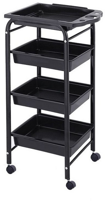 트롤리 미용실트레이 웨건 츄레이 커트 가위정리대 80x38x31cm 실버 4단, 블랙 4단 클래식 휠-A