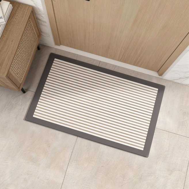 SoftDiary 욕실 규조토 발매트 테두리 스트라이프 화장실 앞 발매트 대형, 초콜릿브라운, 1개