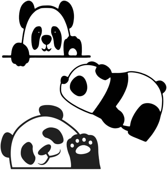 별라 자동차 스크래치 스티커 귀여운 판다 차량용 흠집 커버 1세트, 3개, 흑백