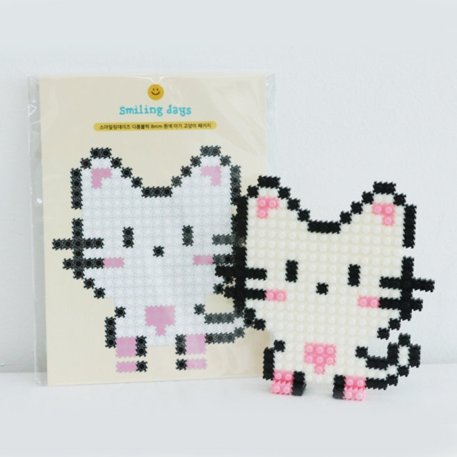 귀염뽀짝 강아지 고양이 디폼블럭 8mm 만들기 키트, 1개, 올화이트고양이