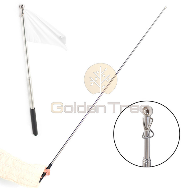 골든트리 접이식 7단 안테나 인솔자 가이드 깃대, 1개, 실버/검정 27.5cm~155.5cm