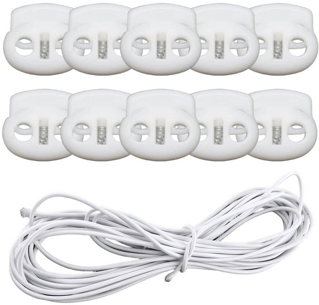 끈조절 돼지코 스토퍼10개 +둥근 칼라 고무줄 4mmx400cm, 1개, 화이트