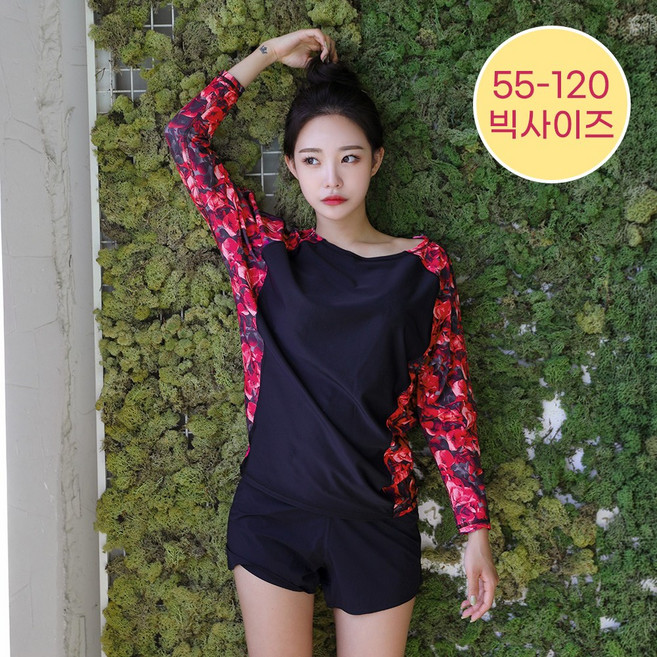 조이할리 가오리핏 래쉬가드 보드숏 세트 빅사이즈 루즈핏 체형커버 수영복 55-120, 켈리세트