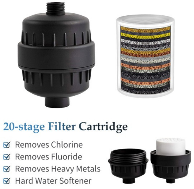 20 단계 샤워 수돗물 염소 제거 중금속 된 경수 헤드 여과 정수기, 01 Type 1, 01, 1개