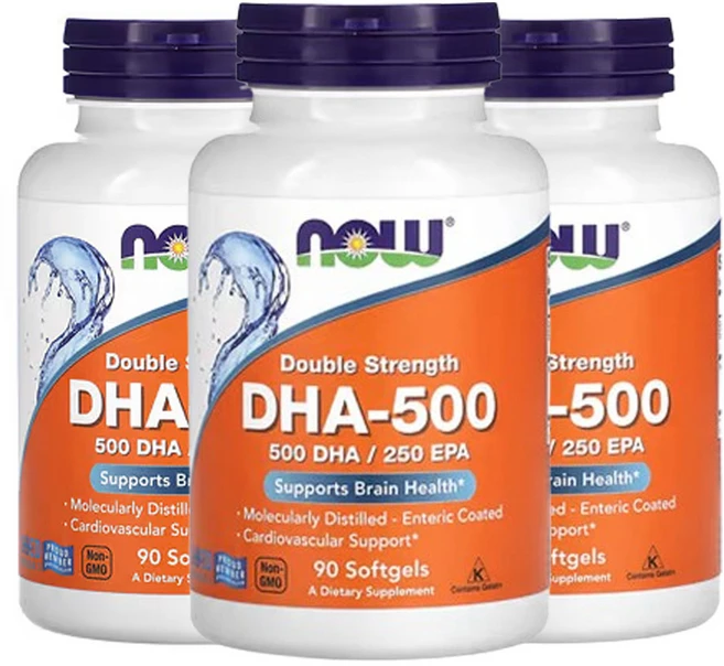 나우푸드 DHA-500 피쉬 오일 2배 강도 소프트젤 90 정, 3개, 90정 - 쿠팡