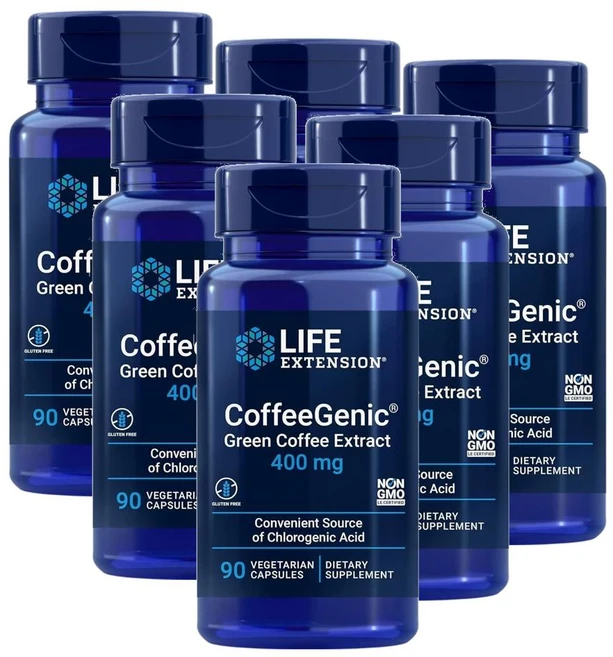라이프 익스텐션 커피제닉 그린커피빈 추출물 400mg 캡슐 Life Extension CoffeeGenic, 90정, 6개 - 쿠팡