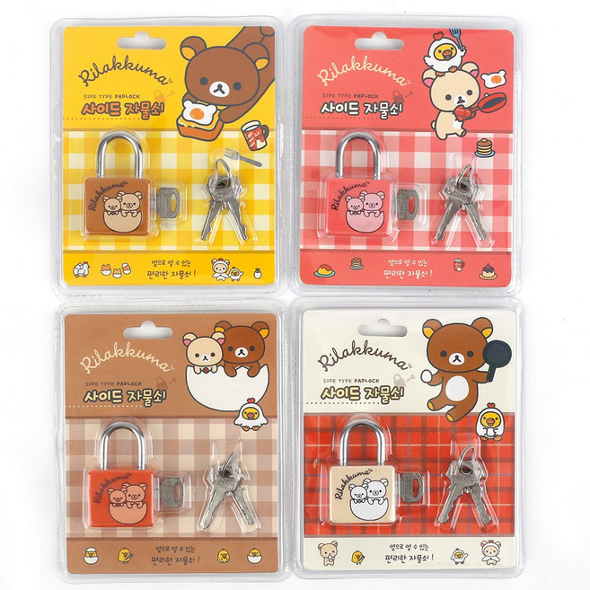 리락쿠마_사이드자물쇠_열쇠자물쇠_사물함자물쇠_캐릭터자물쇠_사물함열쇠, 1개