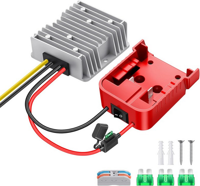 18V 12V 스텝 다운 컨버터 밀워키 M18 배터리 어댑터와 호환 DC 20A 240W 벅 다기능 설계 과방전 보호 스위치 20v to 12v Step Down Converter, 1세트