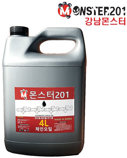 몬스터201 톱전용 체인오일 4L 국산 체인톱필수품 톱보호 벌목, 1개