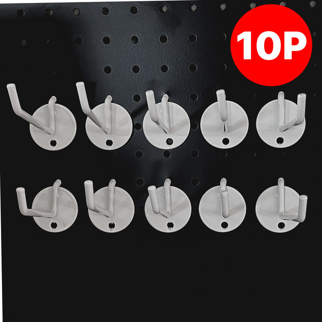 이그노티 일자 걸이 타공판 후크 10cm, 화이트, 10개