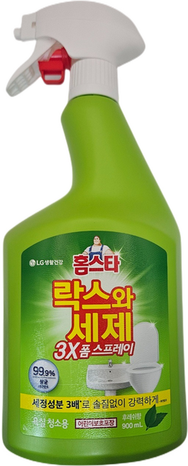 홈스타 욕실청소용 락스와 세제 3X 폼스프레이 후레쉬, 900ml, 3개