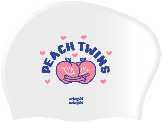 윙키밍키 피치트윈즈 실리콘 롱헤어 긴머리 빅사이즈 수모 수영 모자, 1개, WHT