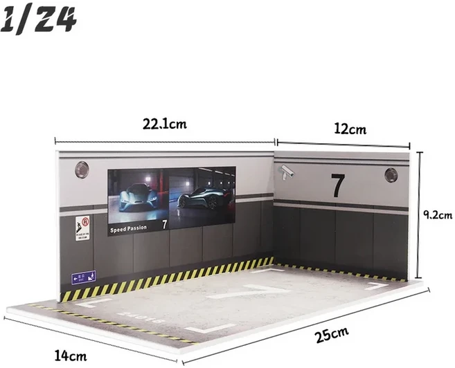 다이캐스트 자동차 합금 디오라마 PVC 주차 공간 장면 미니어터 모델 디스플레이 장식 소년 선물 Garage1 2, 18 24018
