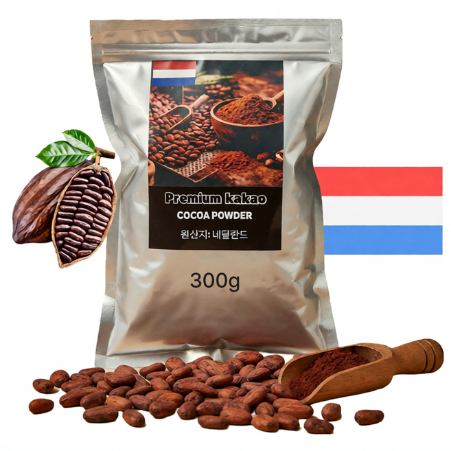 프리미엄 유럽1등급 네덜란드 무가당 코코아 파우더100%, 1개, 300g