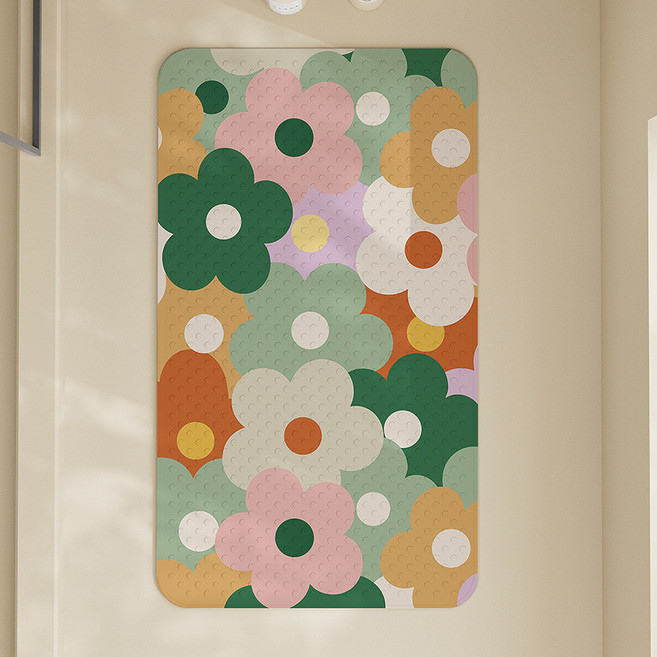 XP 浴室防滑墊, XP花了個花-黃綠,50*80, 1個