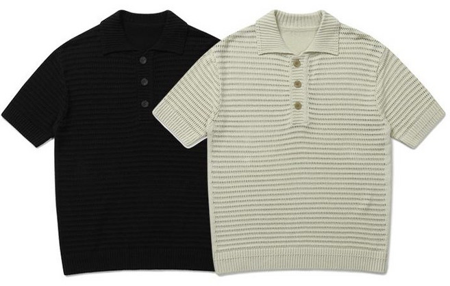 킨록 2종택1 면 100 % 원사 모디파이 크로셰 블랙 민트 카라 니트 반팔 티셔츠