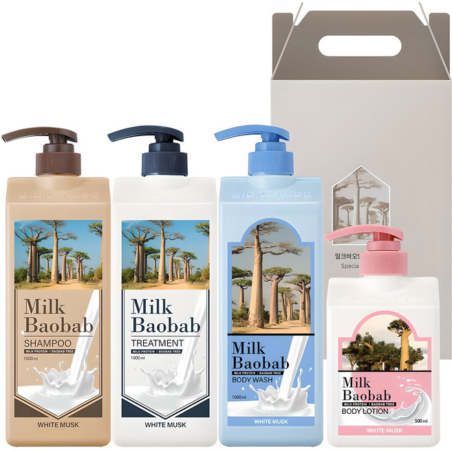 밀크바오밥 헤어바디 4종 선물세트 화이트머스크향, 1세트