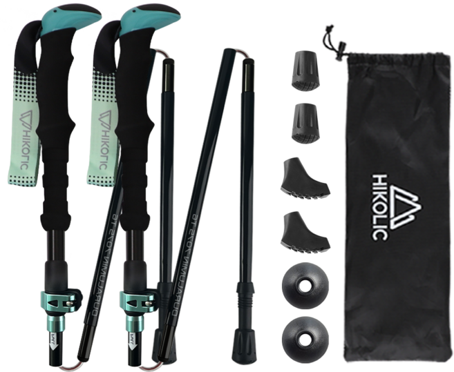 하이콜릭 등산스틱 접이식 Full 폴대 두랄루민 7075 T6, 민트, 1세트