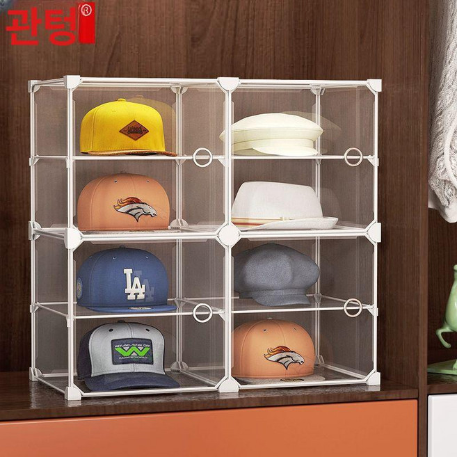 모자 수납 캐비닛 옷장 진열대 서랍 선반 양문형 정리대 사무실 디스플레이 스토리지, 1개, 오프화이트 1열 2단