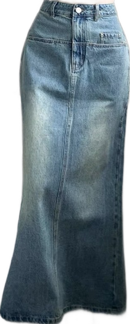 【Cavensi】S-5XL 大尺碼半身裙 a字裙 牛仔長裙 後開岔牛仔長裙