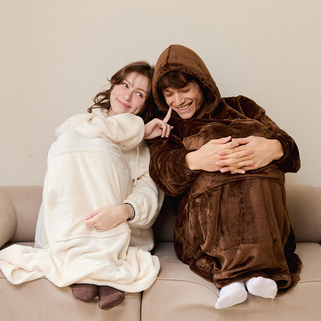 집순이 빅 후드 탈부착 입는 담요 극세사 파자마 수면잠옷