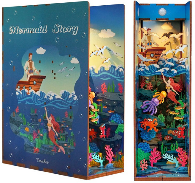 핸즈크라프트 DIY 북엔드 북눅 미니어처 인어공주 이야기, 1개