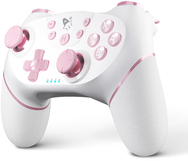 AceGamer 무선 컨트롤러 스위치 라이트 OLED 모델용(원터치 깨우기 기능 지원) 듀얼 진동 터보 스크린샷 기능 탑재 스위치 프로 컨트롤러, 1개, Pink&White, SW001