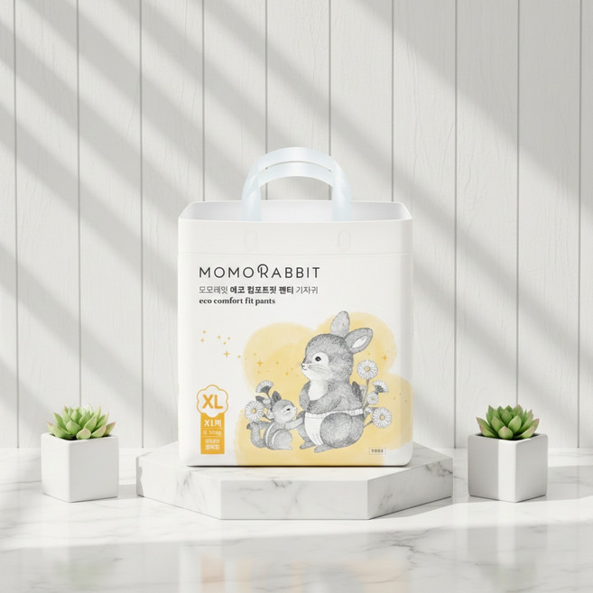 모모래빗 낮기저귀 에코컴포트핏 팬티 기저귀 4팩, 특대형(XL), 4매